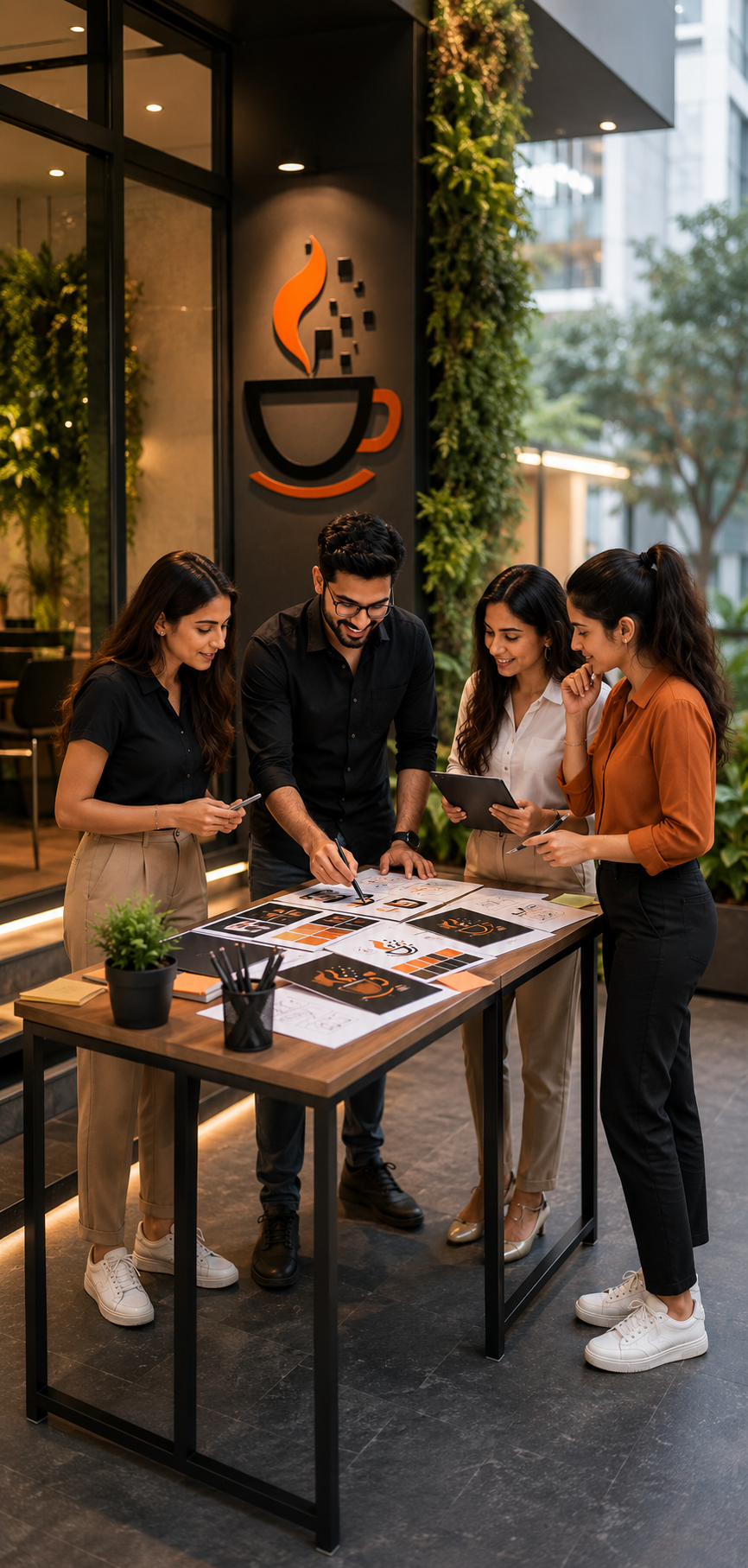 Branding and creative agency team developing brand designs