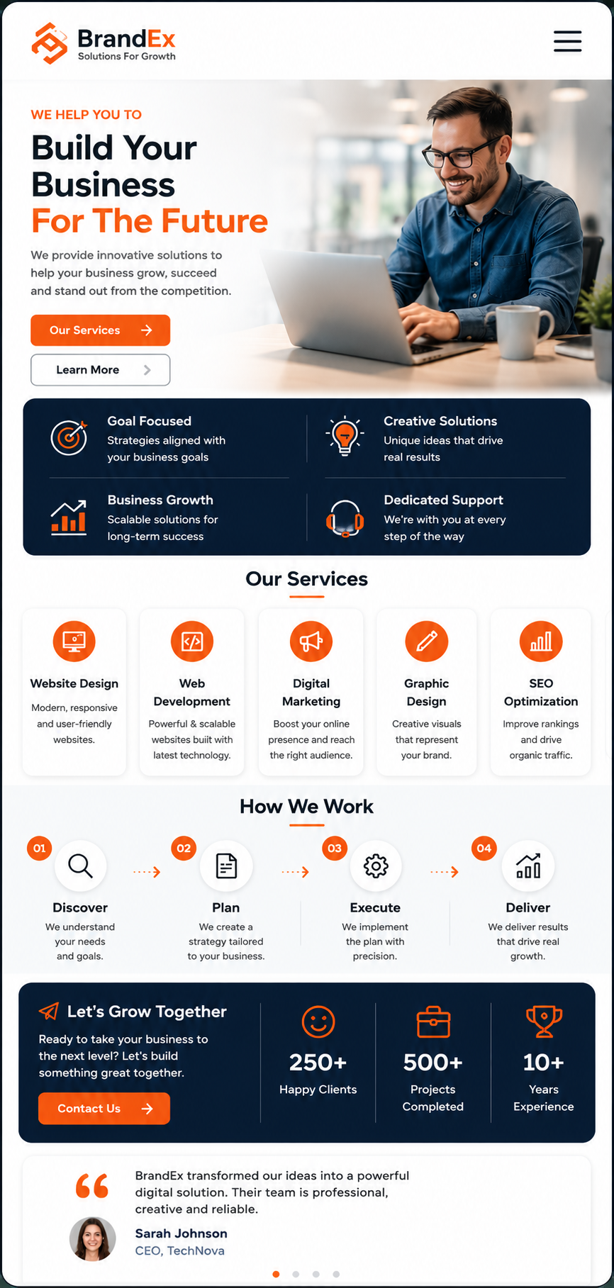 Mobile responsive business website