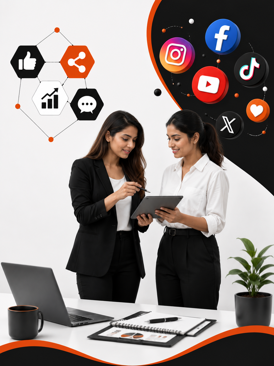 Social media marketing team planning content strategy